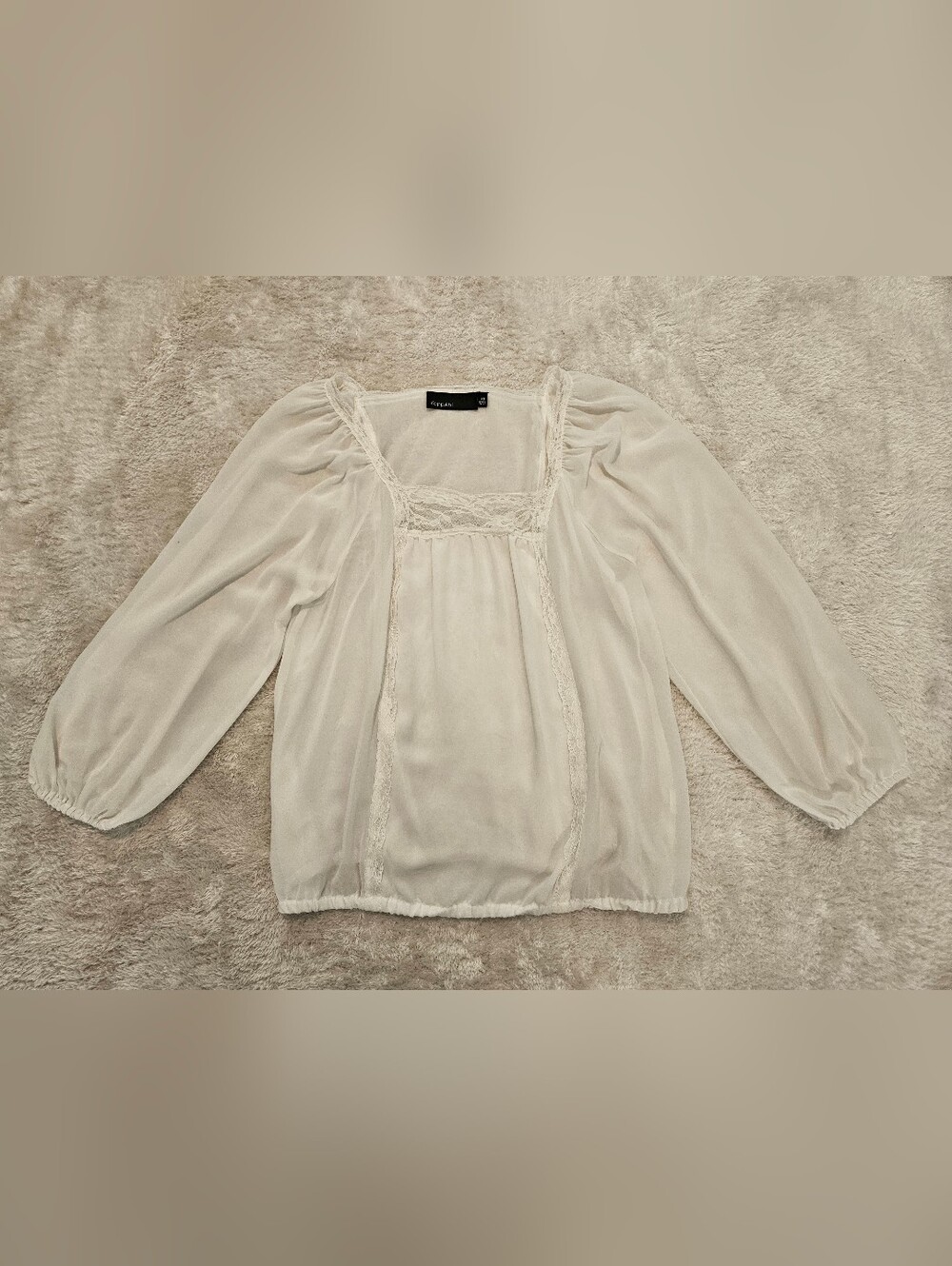 KappAhl Cream White Sheer Blouse Size XS Feminine Festival Retro Y2K Bohemian - Picture 4 of 11